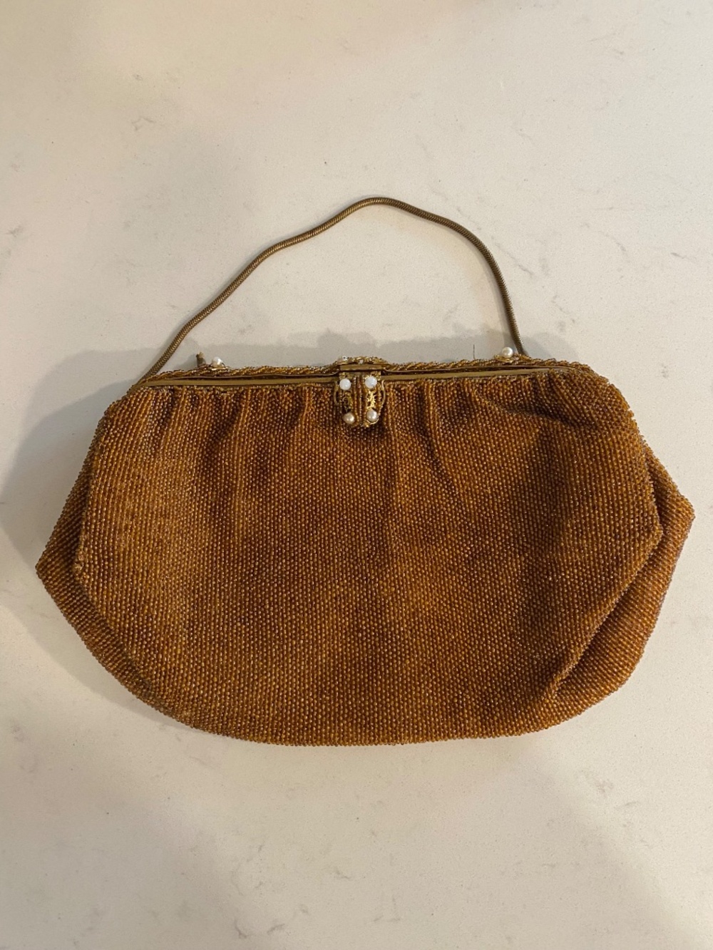 Vintage Albro ochre beaded evening bag